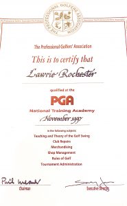 Lawrie's PGA certificate (Taken by Daniel Nicholson)