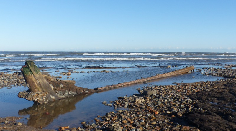 Shipwreck surfaces on Redcar beach after Storm
